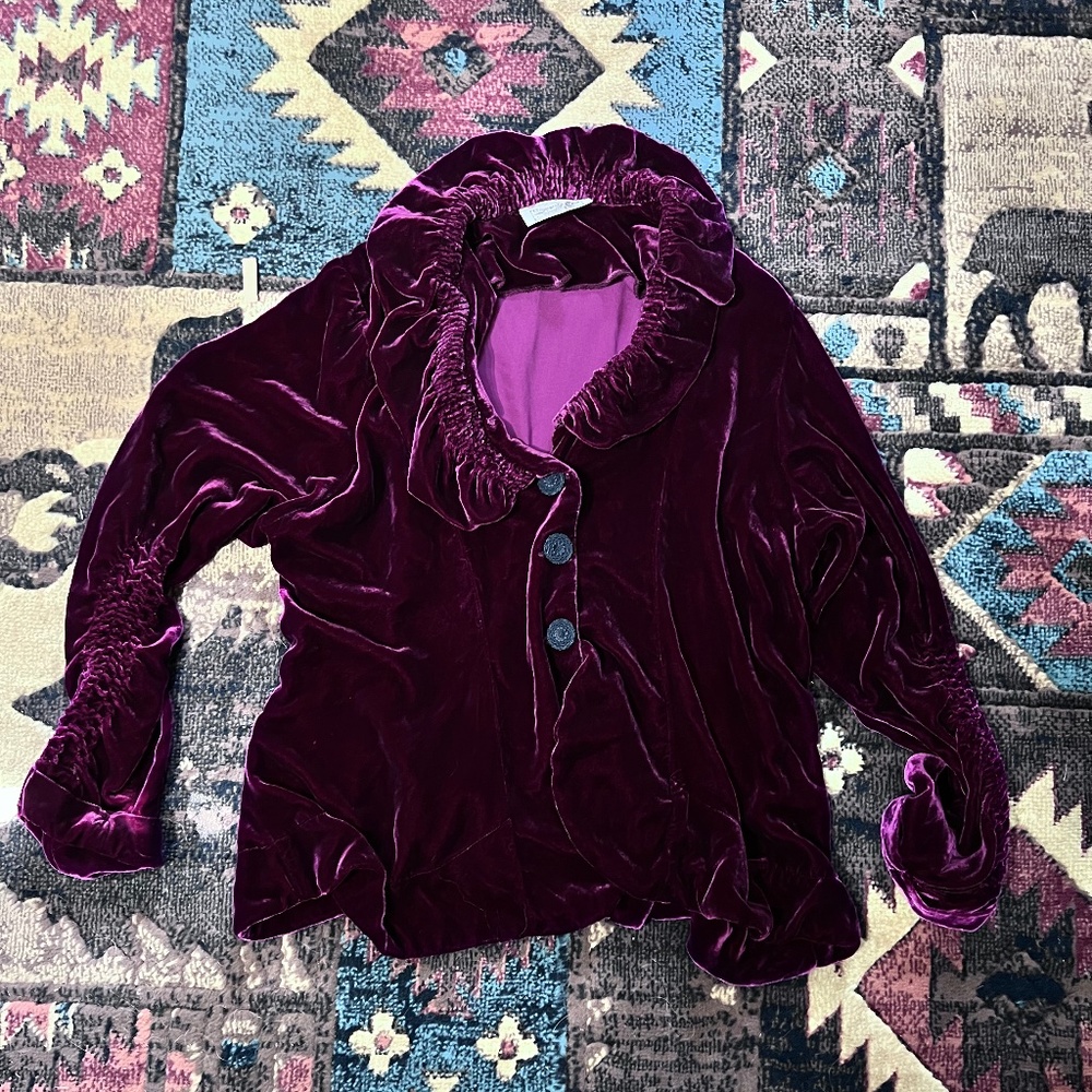 Cowgirls O/S Marrika Nakk Velvet Ruched Sleeves Jacket Blazer